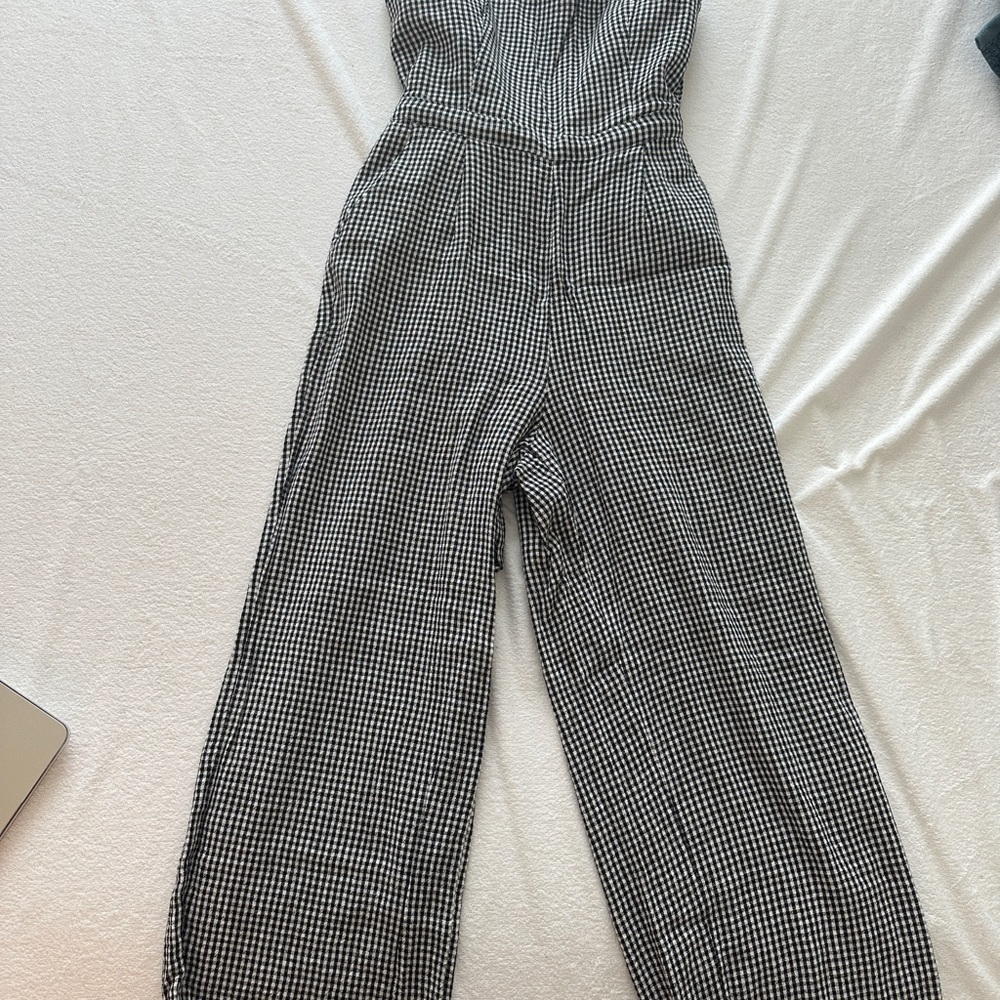 Black and White Checkered Women's Jumpsuit